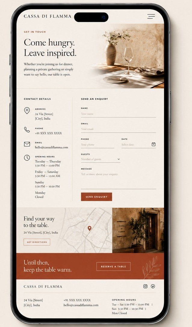 Cassa di Flamma concept on a phone: the contact screen.